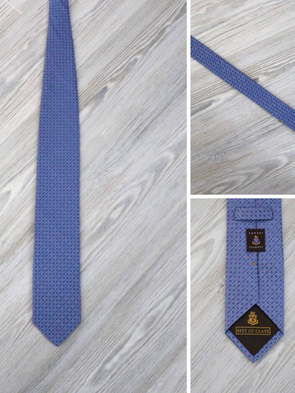 Robert Talbott Best in Class Azure Geometric Print Silk Tie W 3" L 58" Formal
